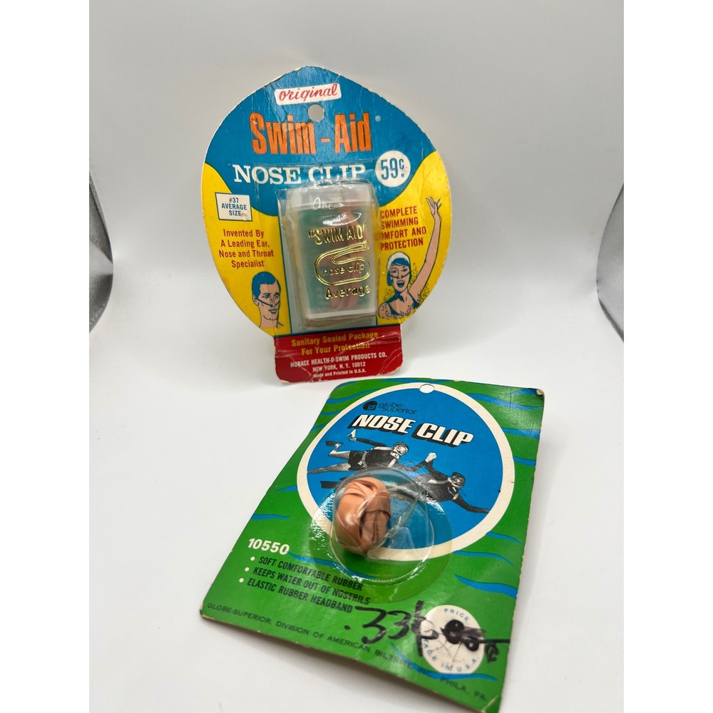 Set Of 2 Vintage Nose Clips Swim-Aids SEALED Globe Superior 60/70s Movie‎ Props